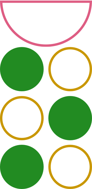 Blush, Ochre and Emerald circular shapes patter